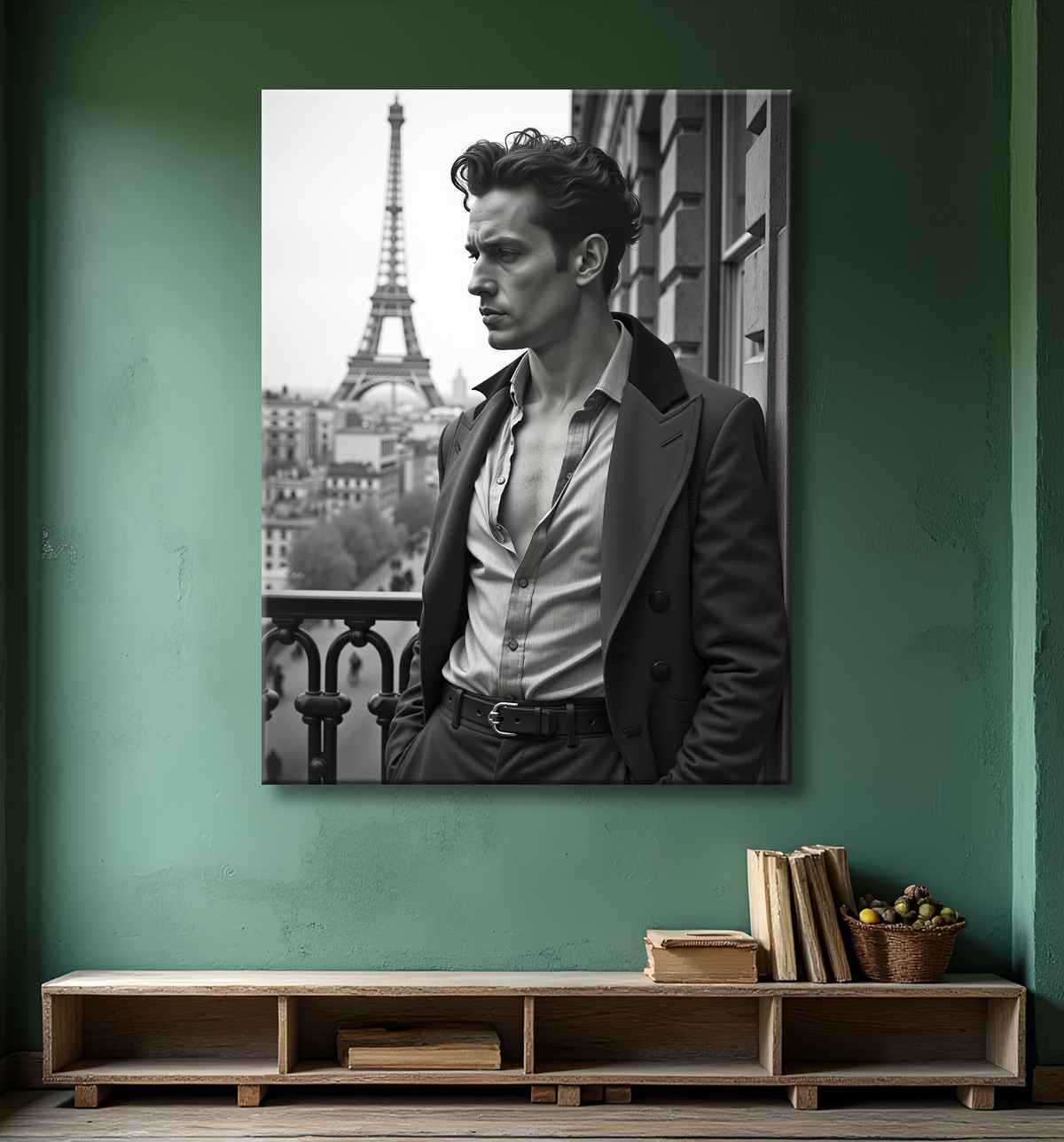 Tableaux noir et blanc masculin Paris intime avec decor