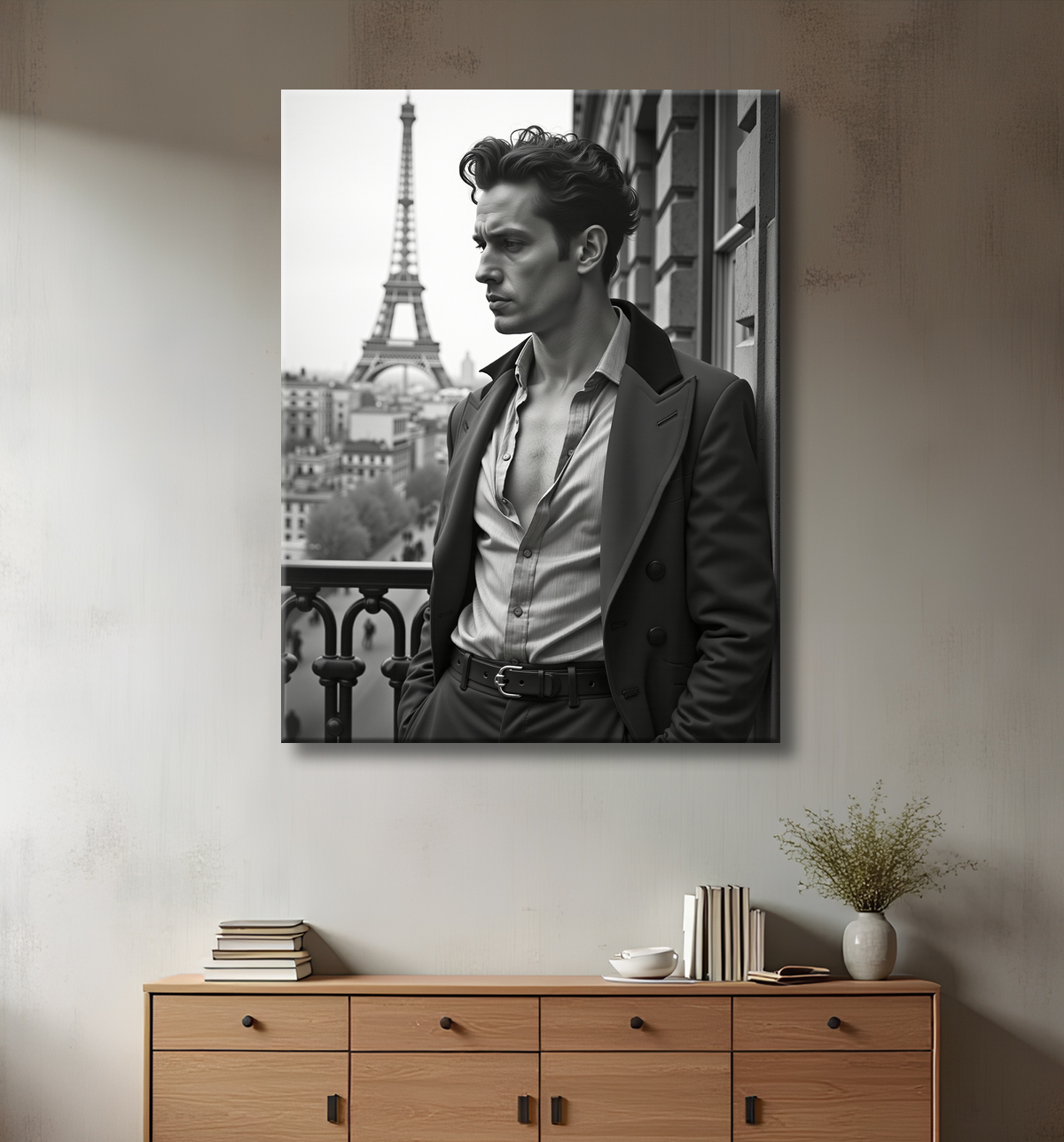 Tableaux noir et blanc masculin Paris intime avec decor