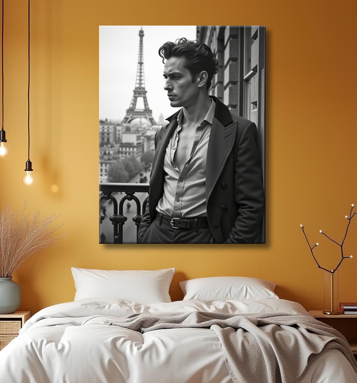 Tableaux noir et blanc masculin Paris intime avec decor