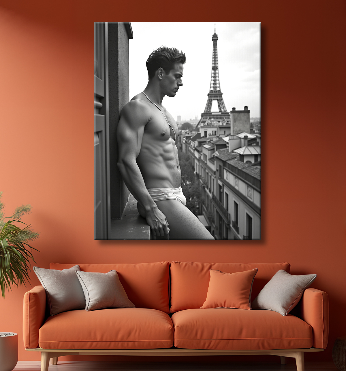 Tableaux noir et blanc masculin Paris intime avec decor