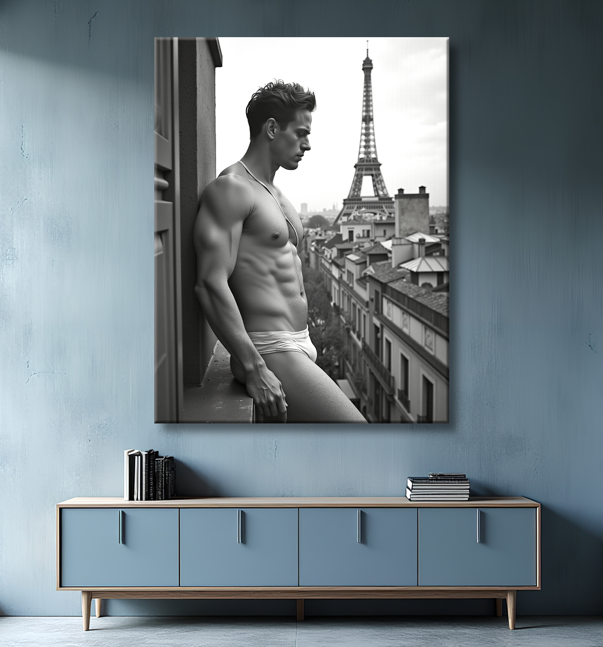 Tableaux noir et blanc masculin Paris intime avec decor
