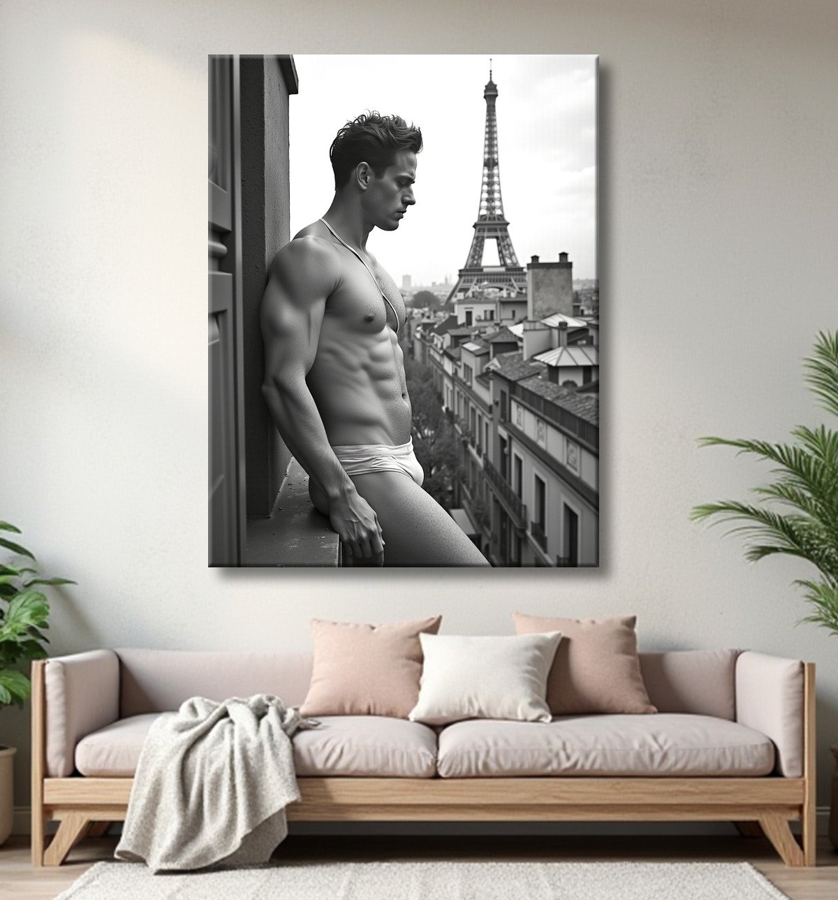 Tableaux noir et blanc masculin Paris intime avec decor