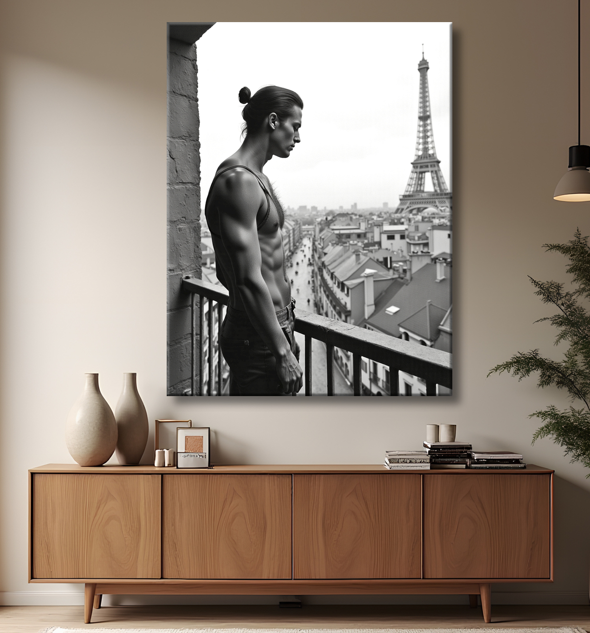 Tableaux noir et blanc masculin Paris intime avec decor