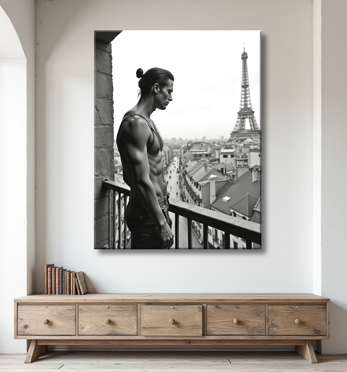 Tableaux noir et blanc masculin Paris intime avec decor