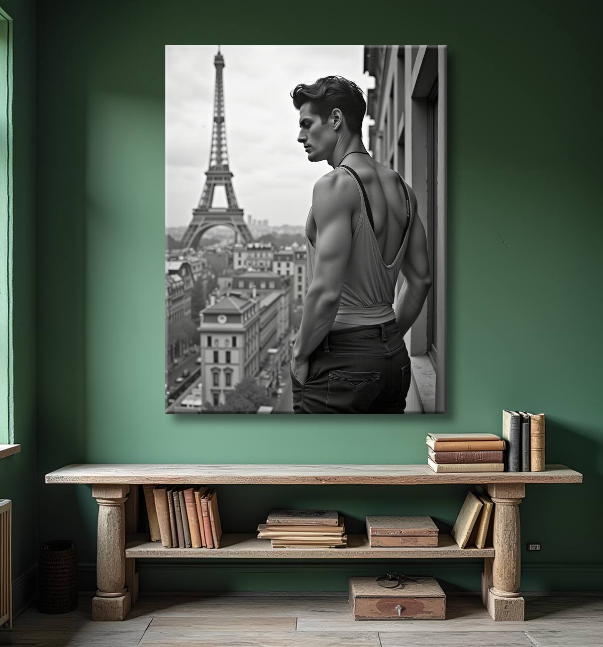 Tableaux noir et blanc masculin Paris intime avec decor