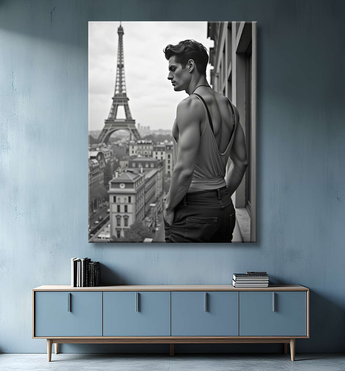 Tableaux noir et blanc masculin Paris intime avec decor
