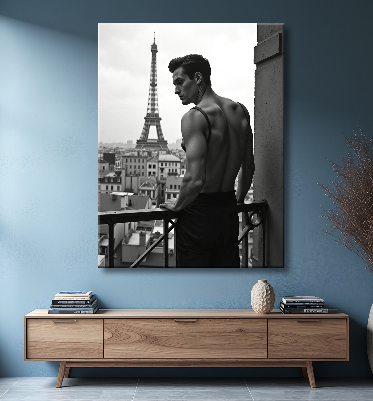 Tableaux noir et blanc masculin Paris intime avec decor