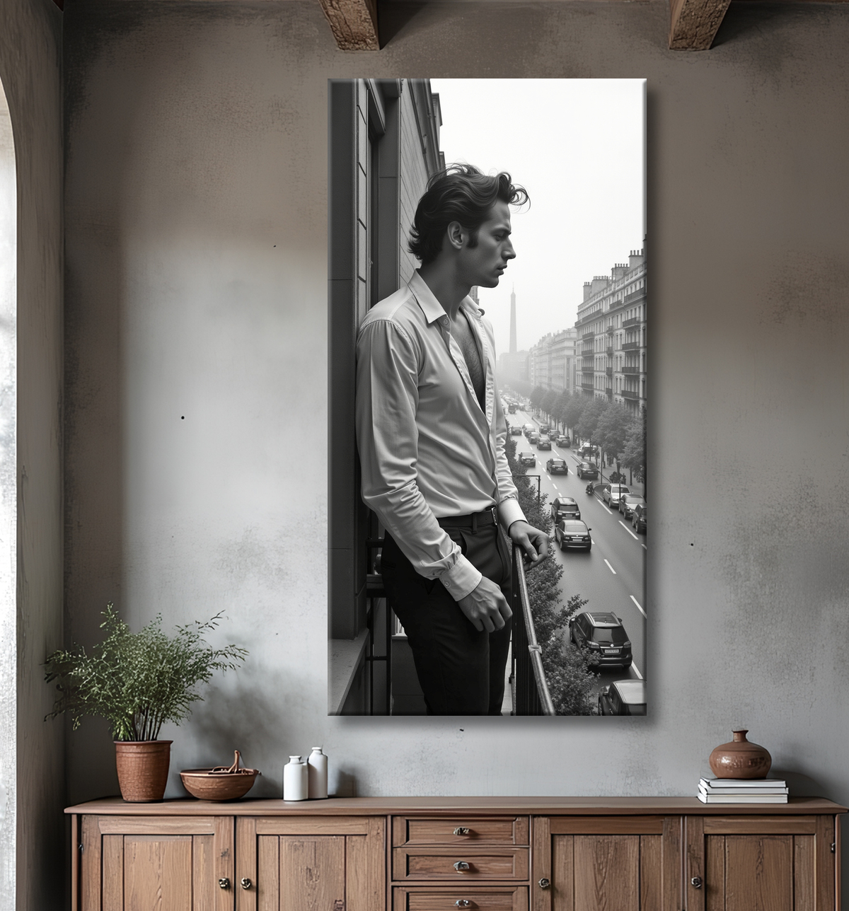 Tableaux noir et blanc masculin Paris intime avec decor