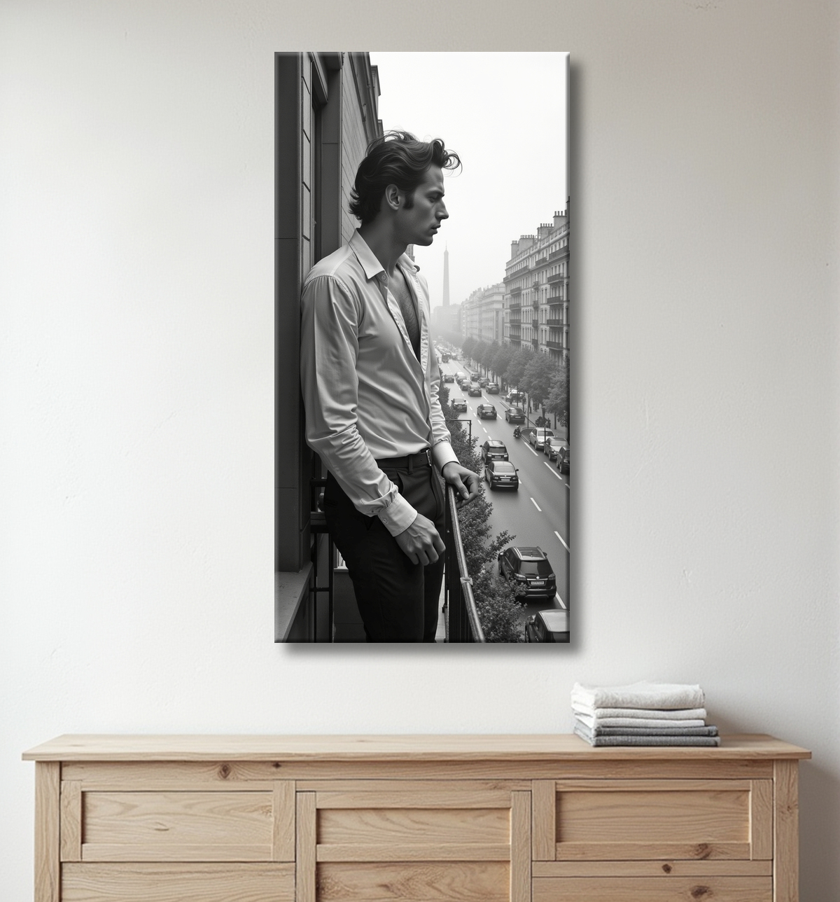 Tableaux noir et blanc masculin Paris intime avec decor
