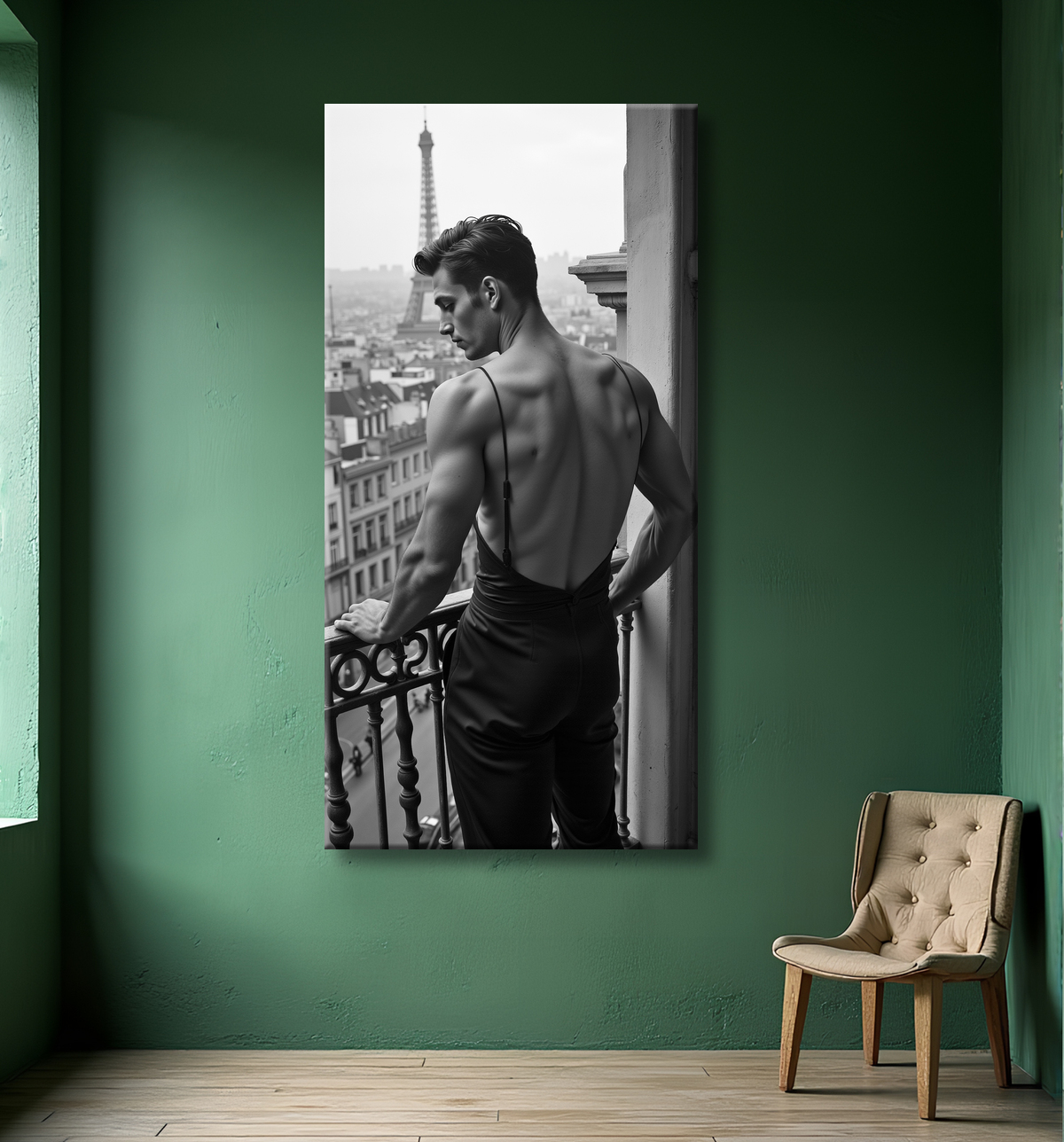 Tableaux noir et blanc masculin Paris intime avec decor