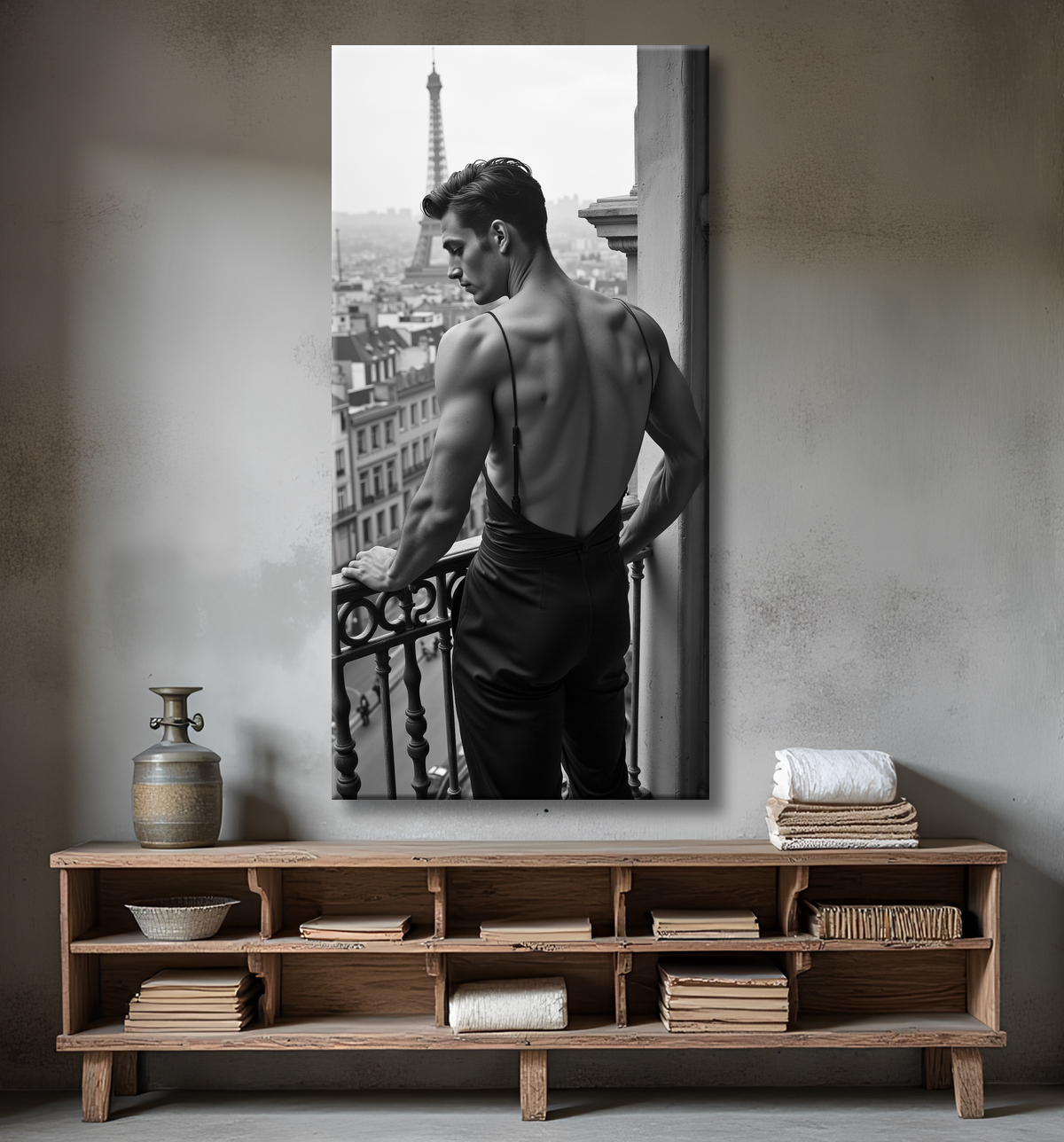 Tableaux noir et blanc masculin Paris intime avec decor