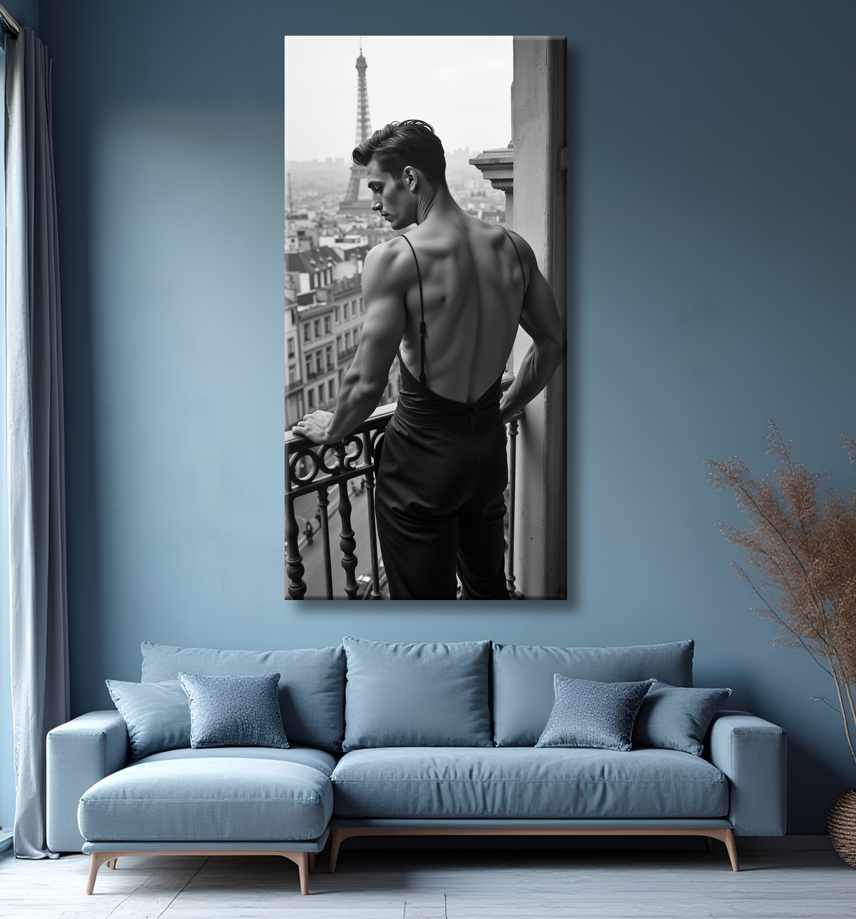 Tableaux noir et blanc masculin Paris intime avec decor