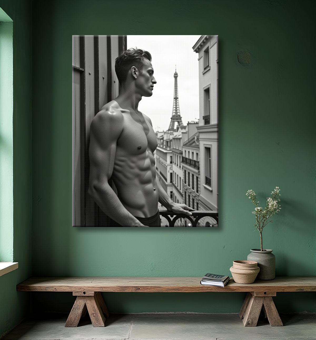 Tableaux noir et blanc masculin Paris intime avec decor