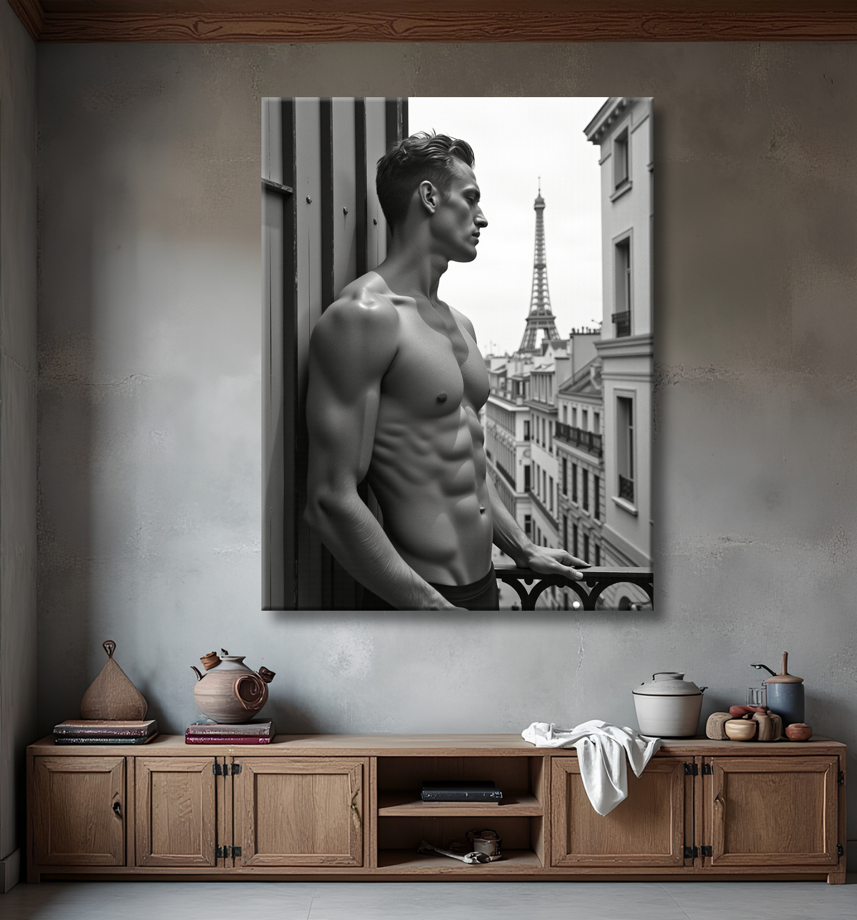 Tableaux noir et blanc masculin Paris intime avec decor