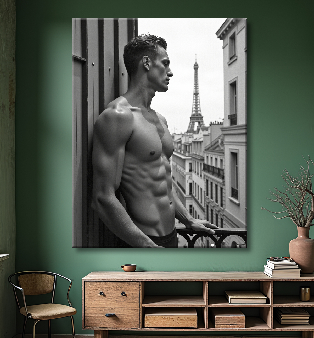 Tableaux noir et blanc masculin Paris intime avec decor