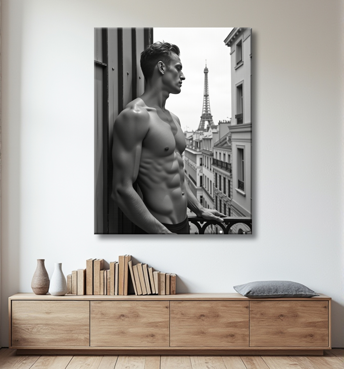 Tableaux noir et blanc masculin Paris intime avec decor