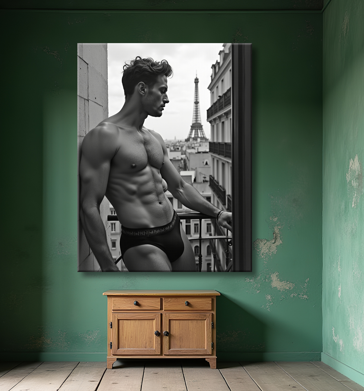 Tableaux noir et blanc masculin Paris intime avec decor