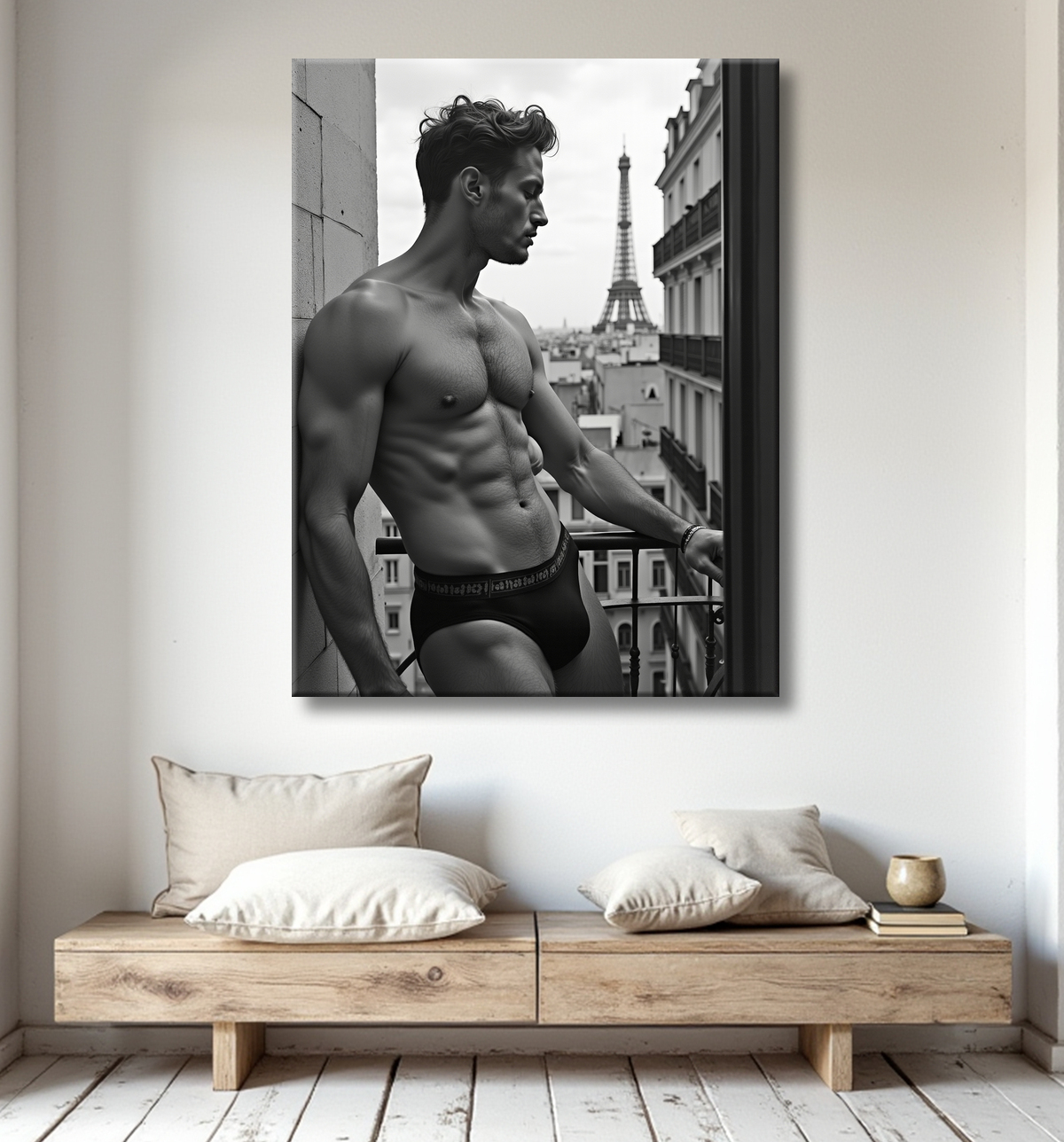 Tableaux noir et blanc masculin Paris intime avec decor