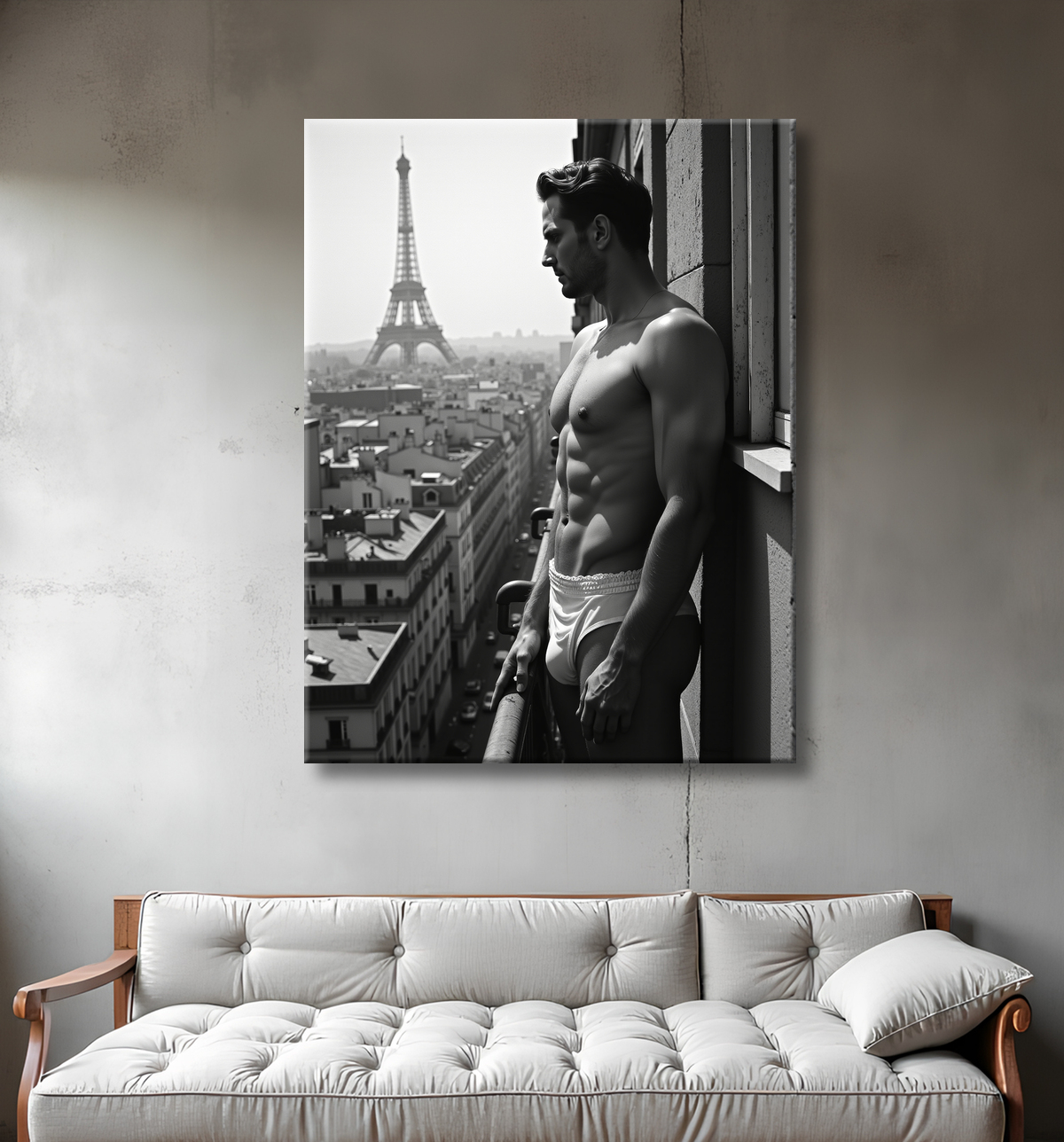 Tableaux noir et blanc masculin Paris intime avec decor