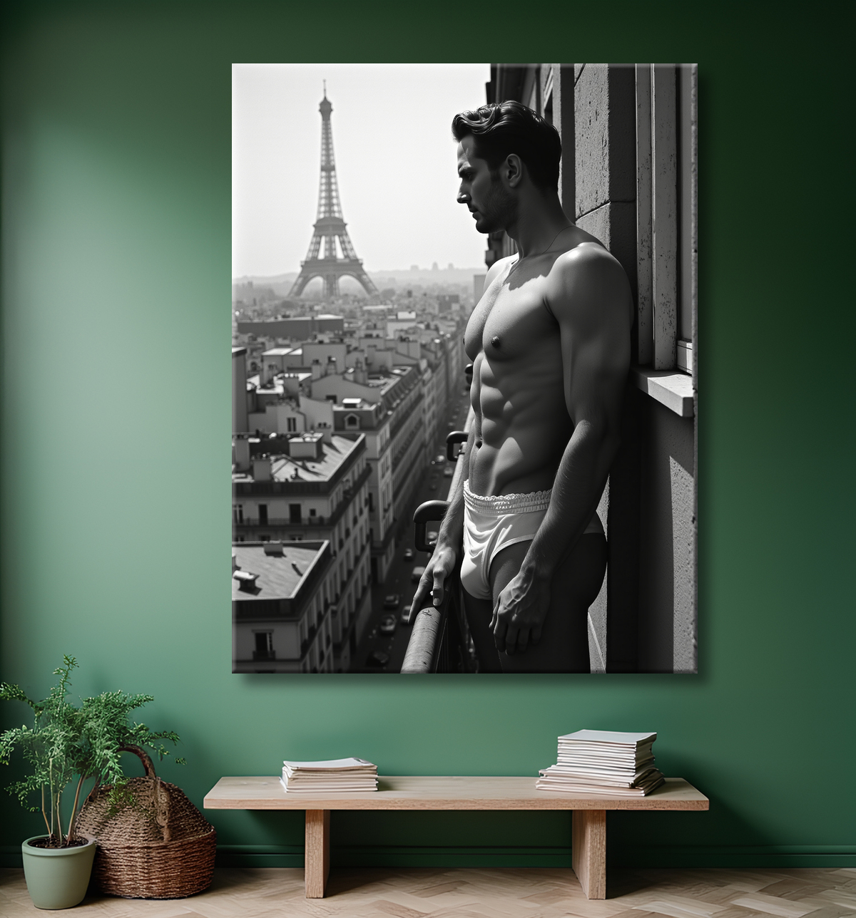 Tableaux noir et blanc masculin Paris intime avec decor