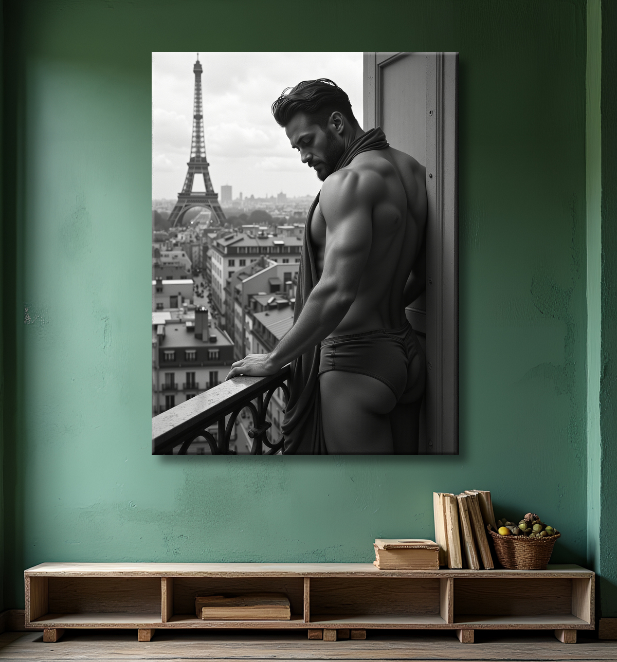 Tableaux noir et blanc masculin Paris intime avec decor