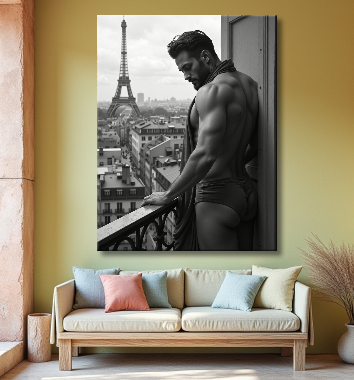 Tableaux noir et blanc masculin Paris intime avec decor