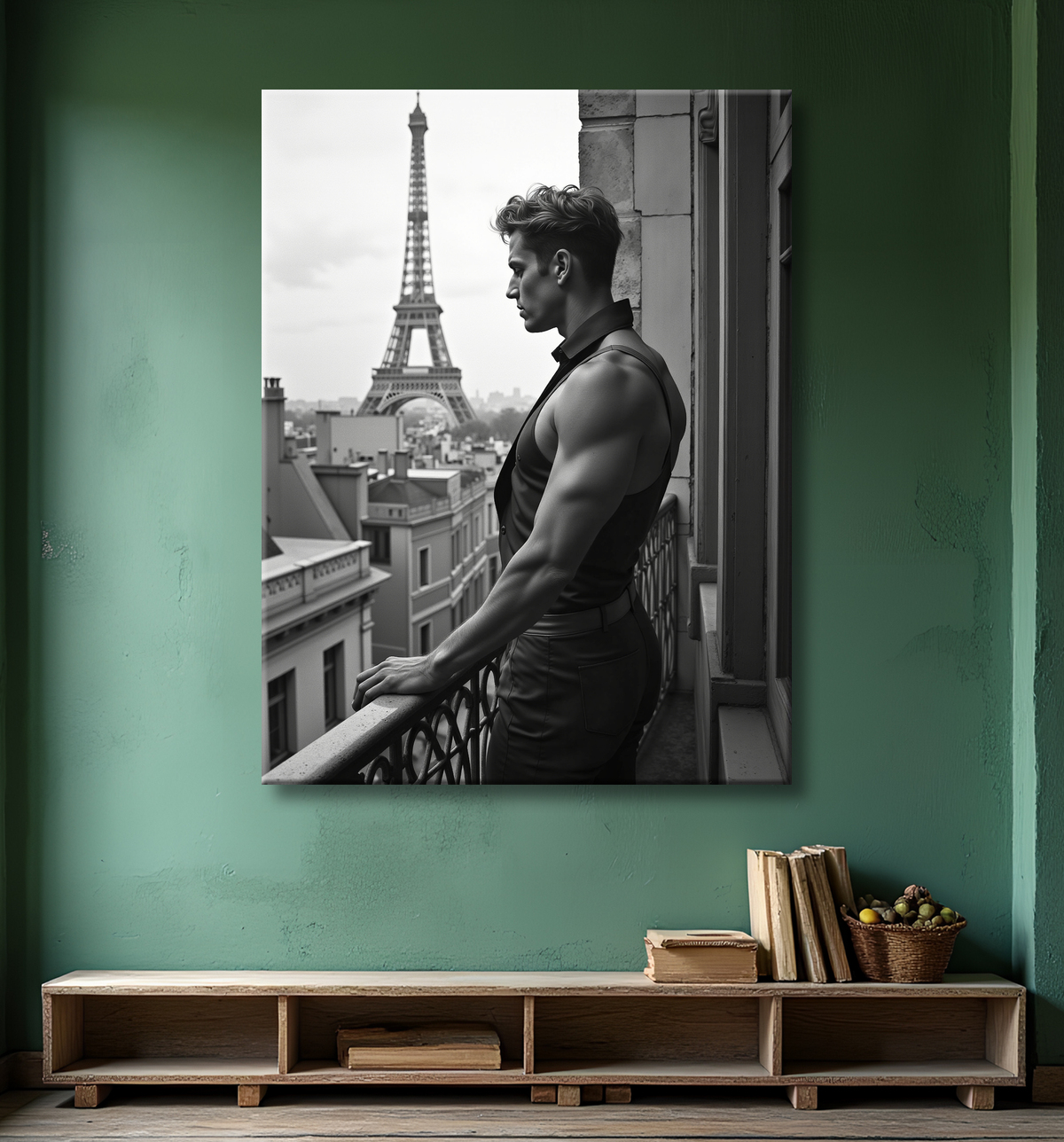 Tableaux noir et blanc masculin Paris intime avec decor