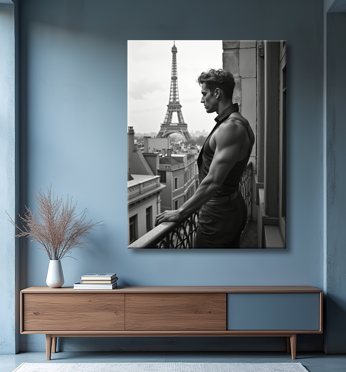 Tableaux noir et blanc masculin Paris intime avec decor