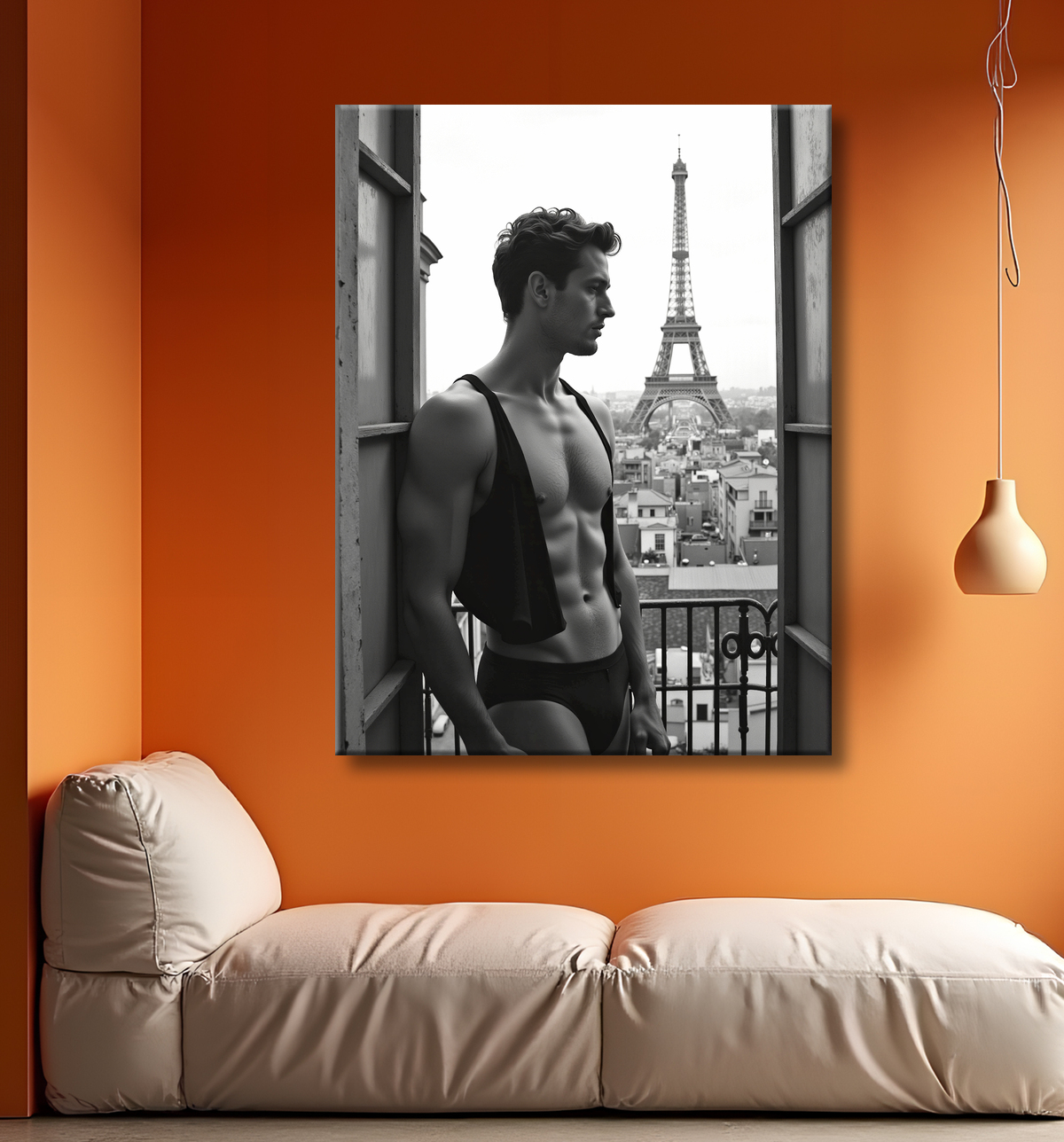Tableaux noir et blanc masculin Paris intime avec decor