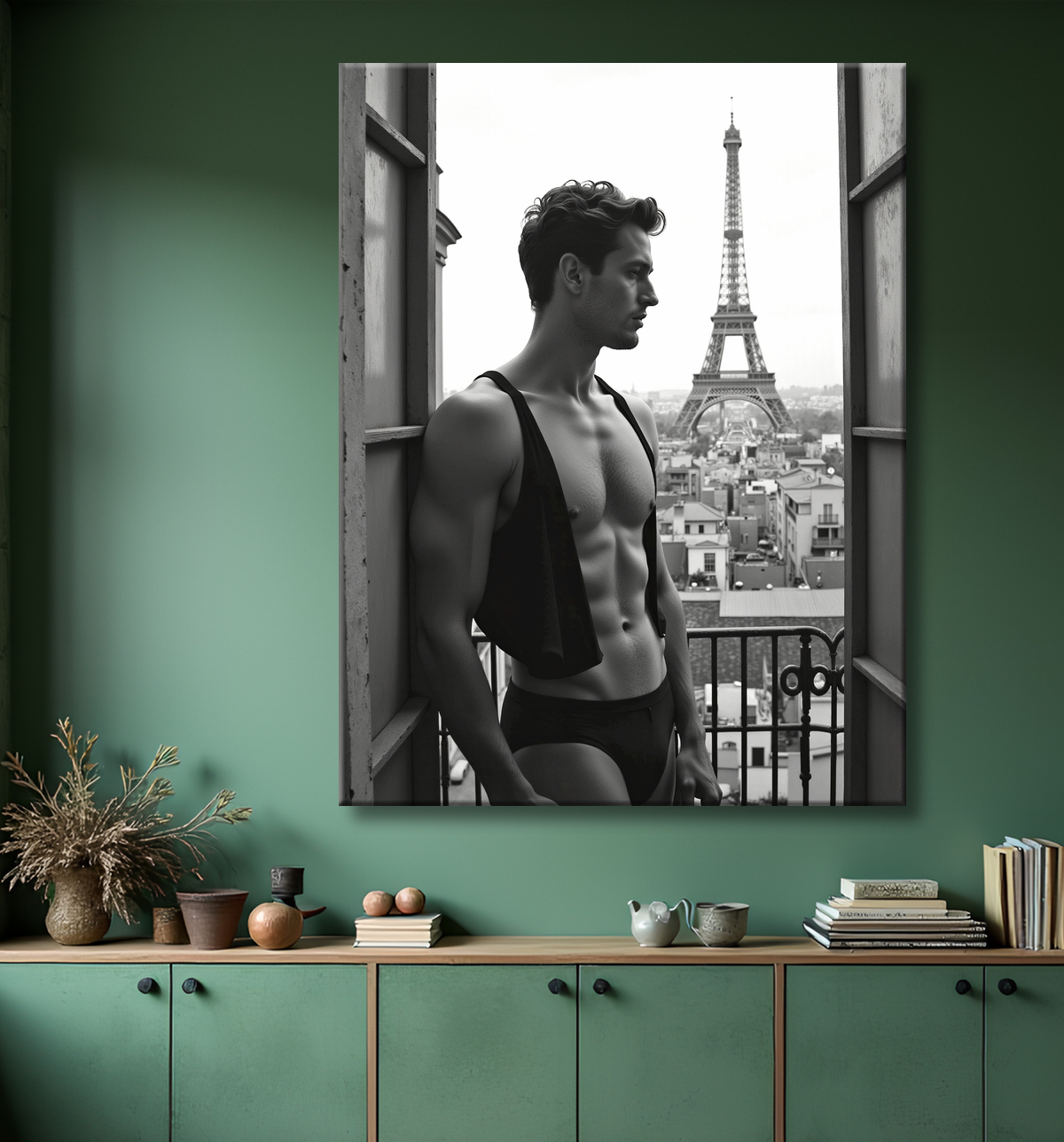 Tableaux noir et blanc masculin Paris intime avec decor