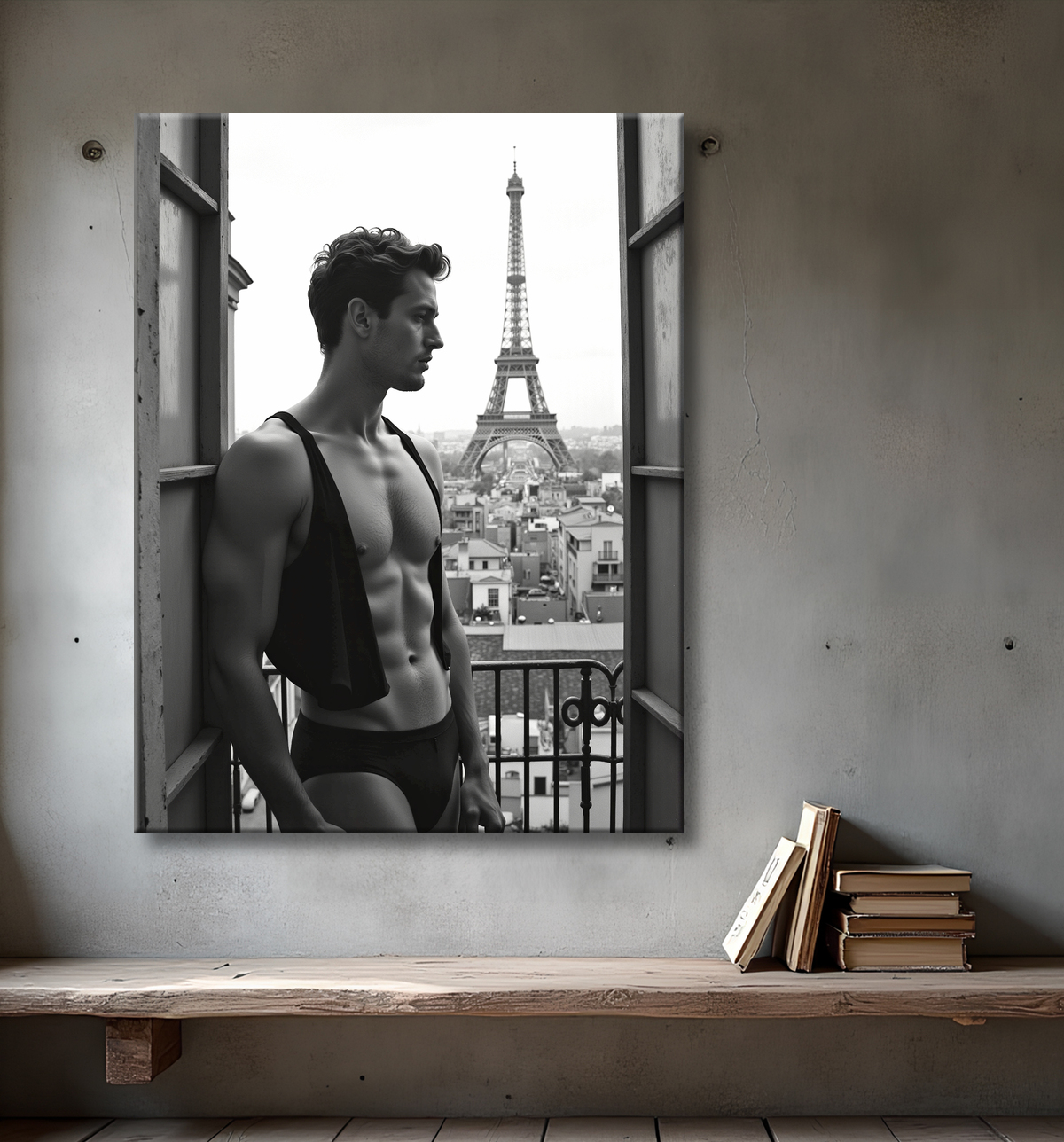 Tableaux noir et blanc masculin Paris intime avec decor