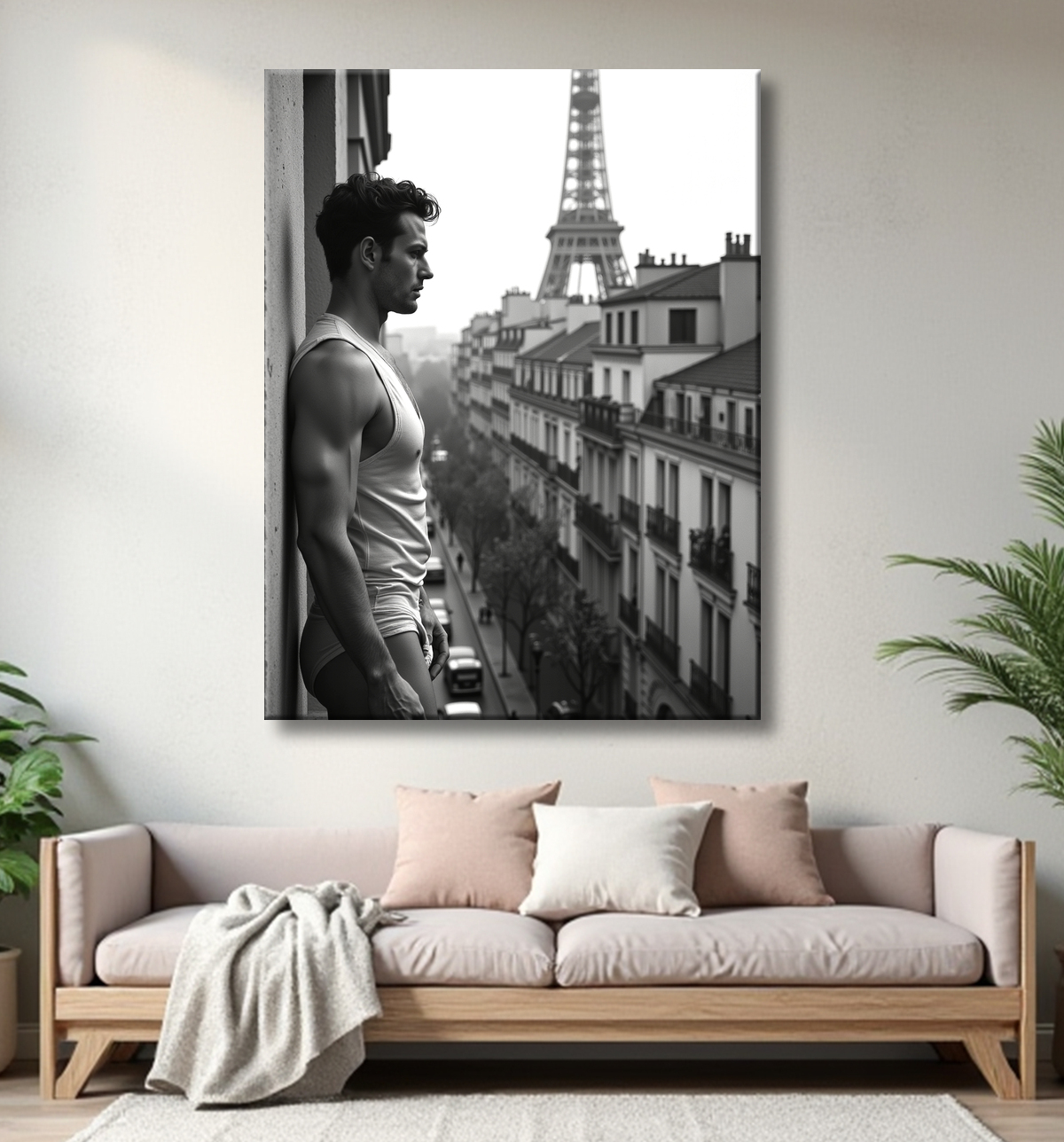 Tableaux noir et blanc masculin Paris intime avec decor