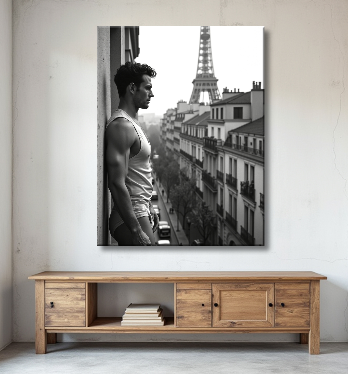 Tableaux noir et blanc masculin Paris intime avec decor