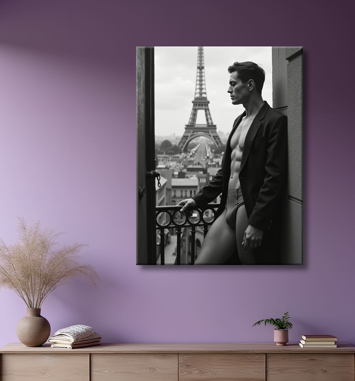 Tableaux noir et blanc masculin Paris intime avec decor