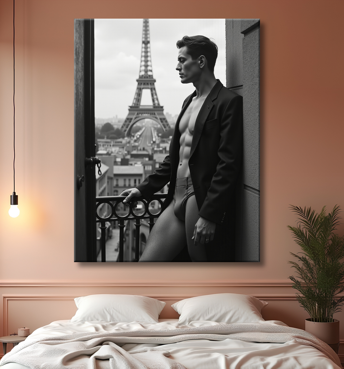 Tableaux noir et blanc masculin Paris intime avec decor
