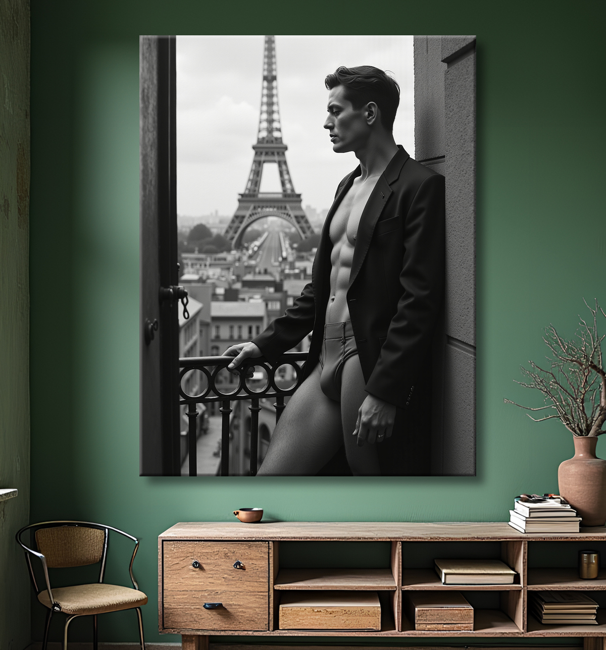 Tableaux noir et blanc masculin Paris intime avec decor
