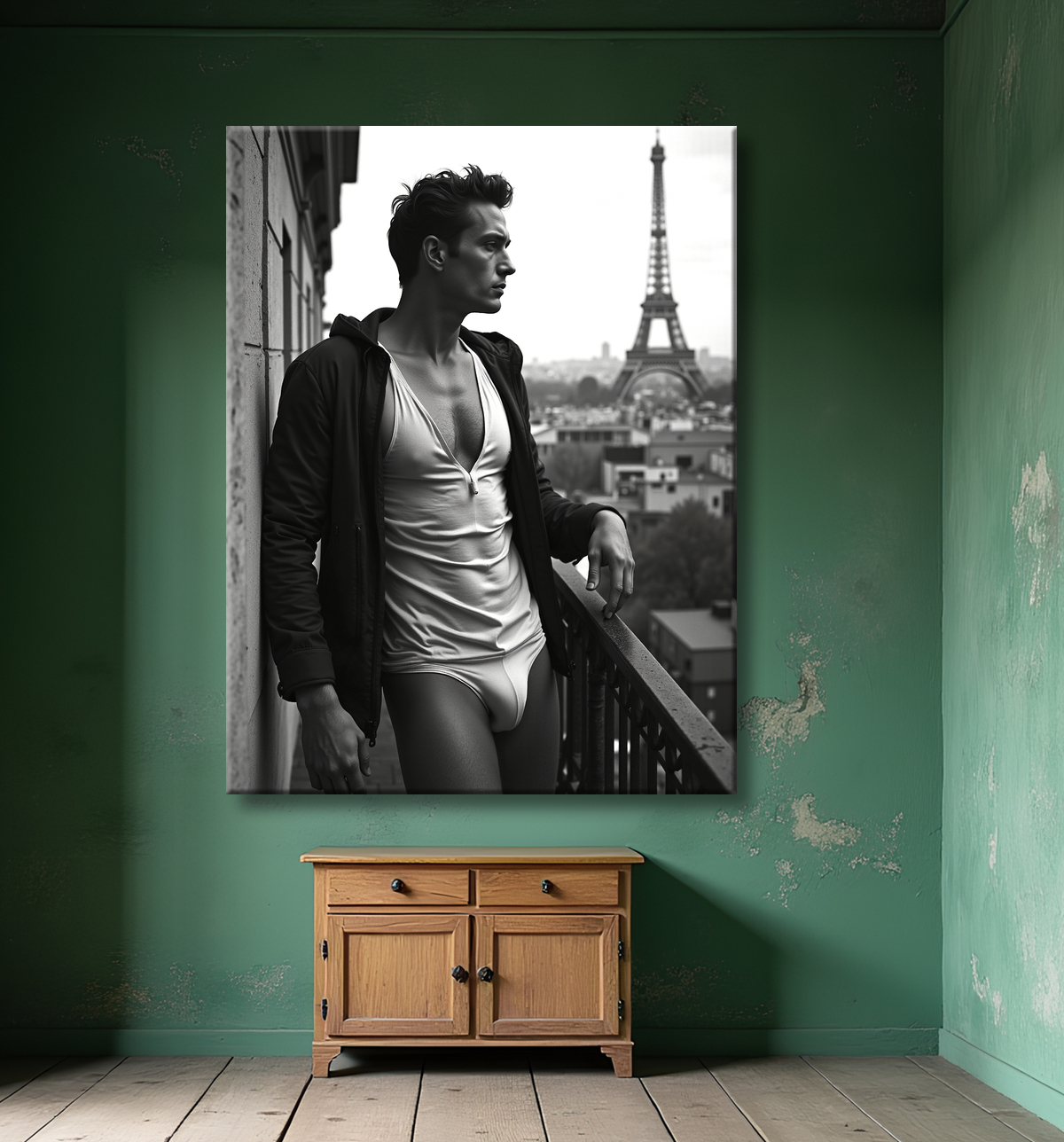 Tableaux noir et blanc masculin Paris intime avec decor
