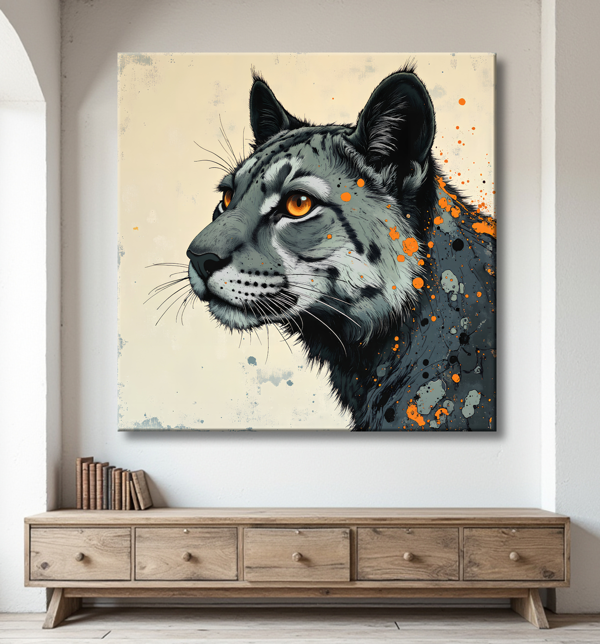 Tableau jaguar moderne - Peinture animalière expressive et graphique avec decor