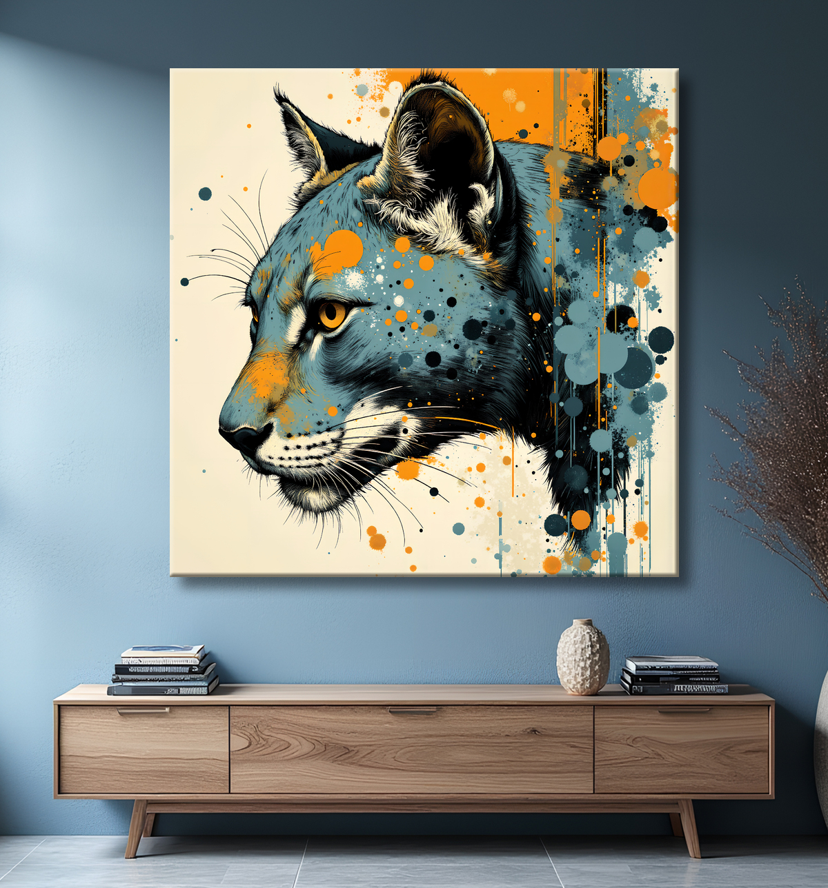 Tableau jaguar moderne - Peinture animalière expressive et graphique avec decor
