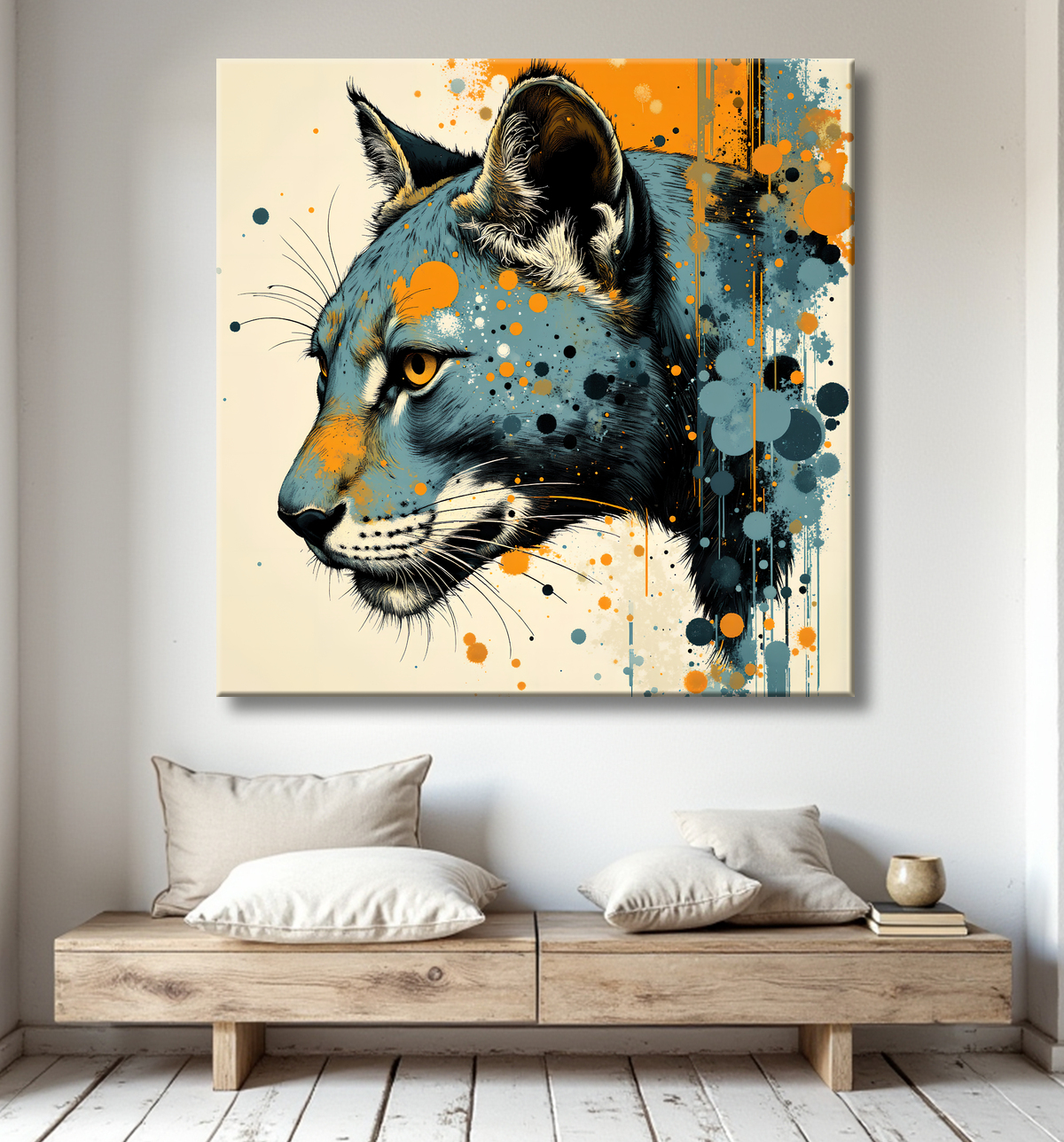 Tableau jaguar moderne - Peinture animalière expressive et graphique avec decor