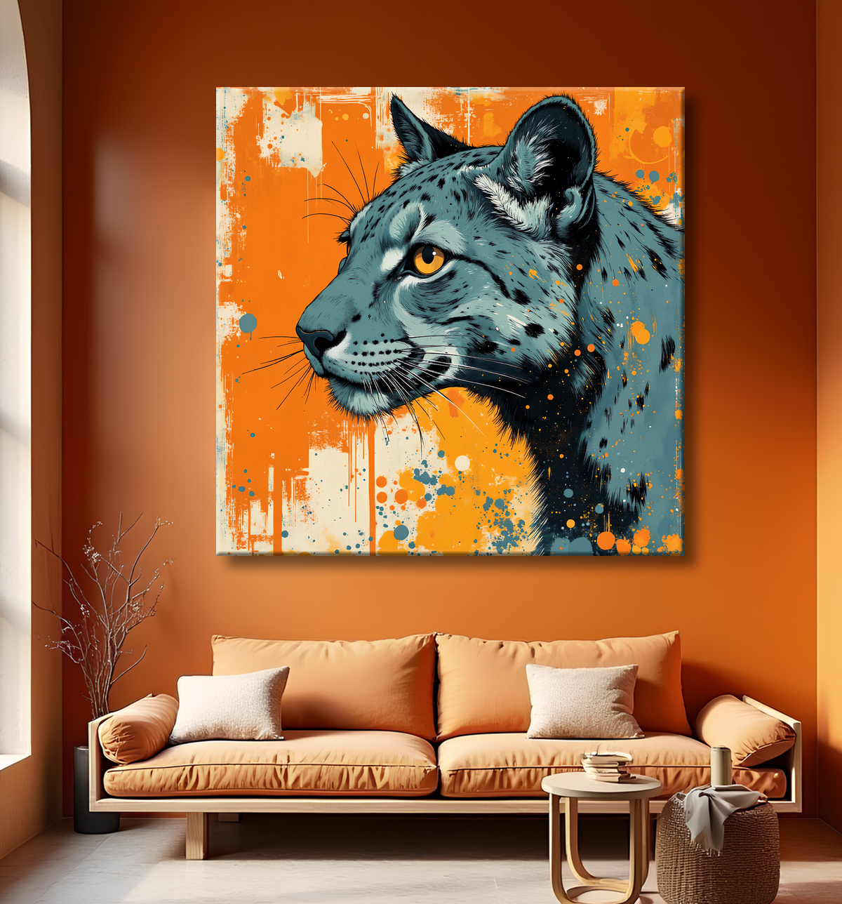 Tableau jaguar moderne - Peinture animalière expressive et graphique avec decor