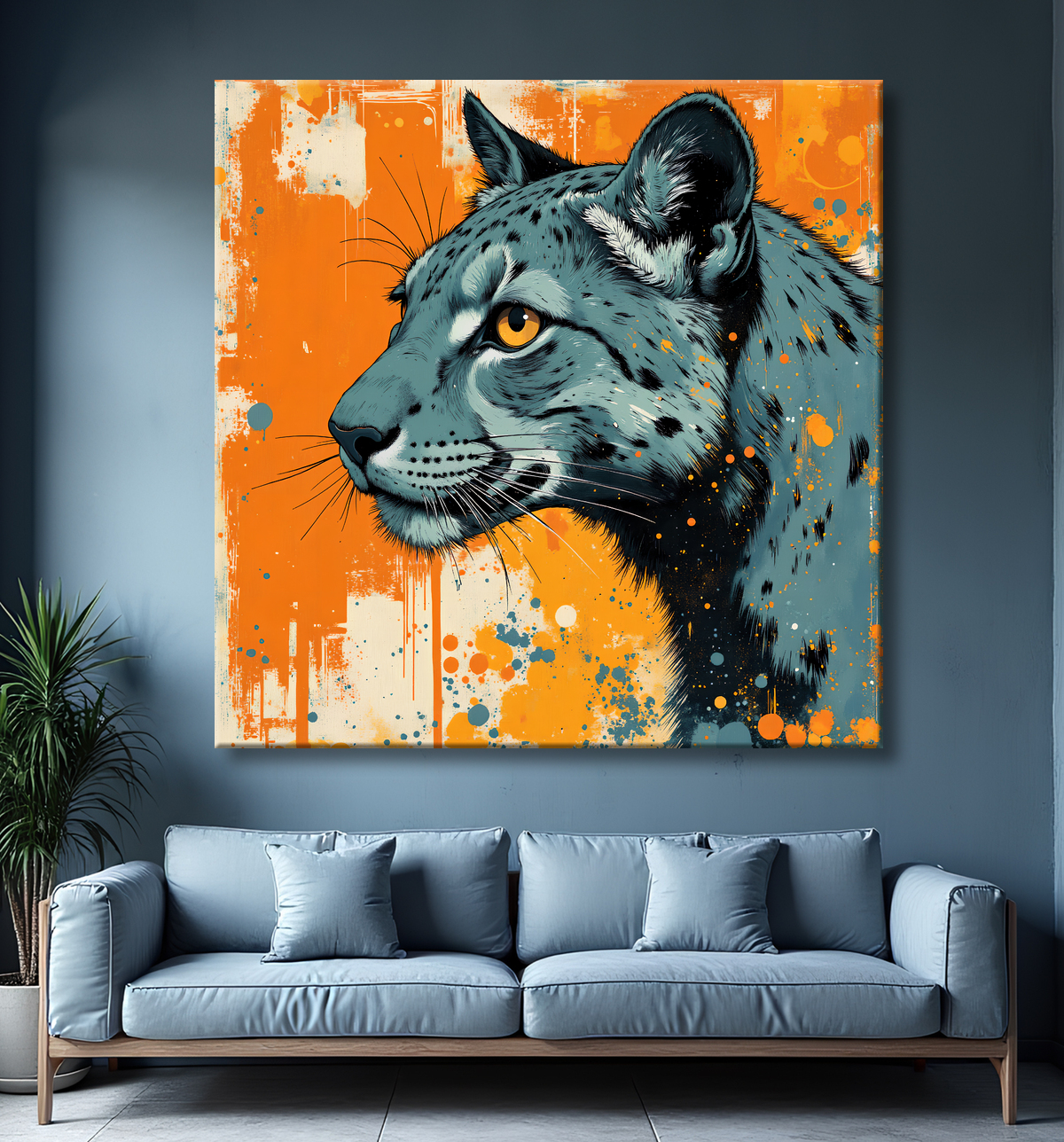Tableau jaguar moderne - Peinture animalière expressive et graphique avec decor