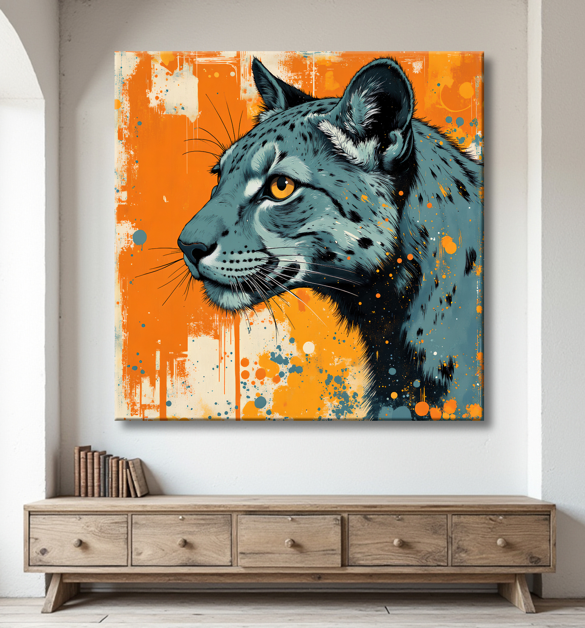 Tableau jaguar moderne - Peinture animalière expressive et graphique avec decor
