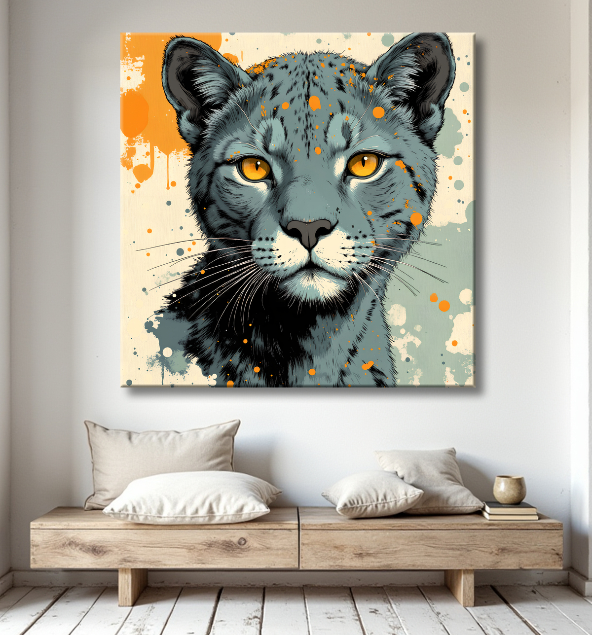 Tableau jaguar moderne - Peinture animalière expressive et graphique avec decor