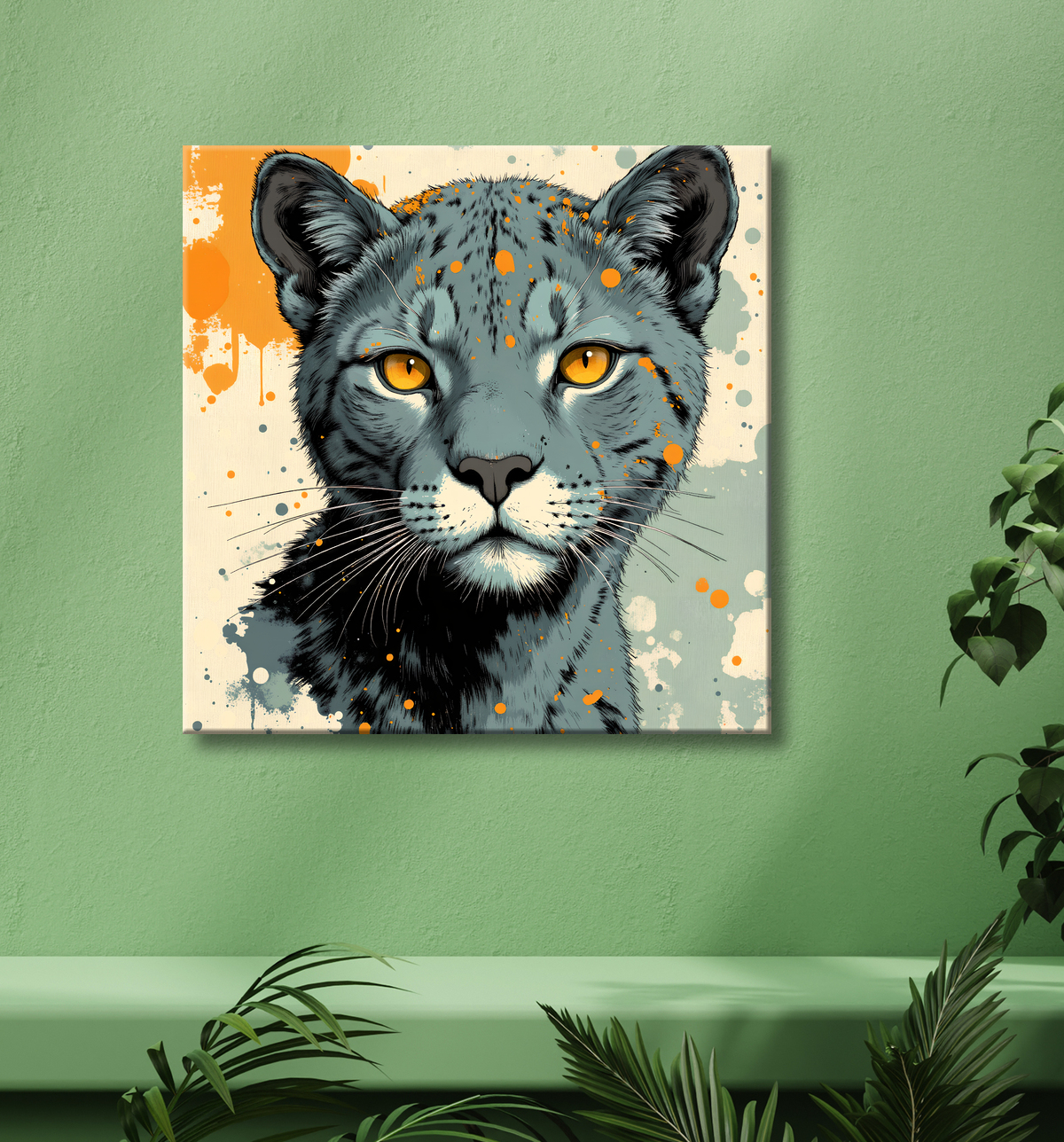 Tableau jaguar moderne - Peinture animalière expressive et graphique avec decor