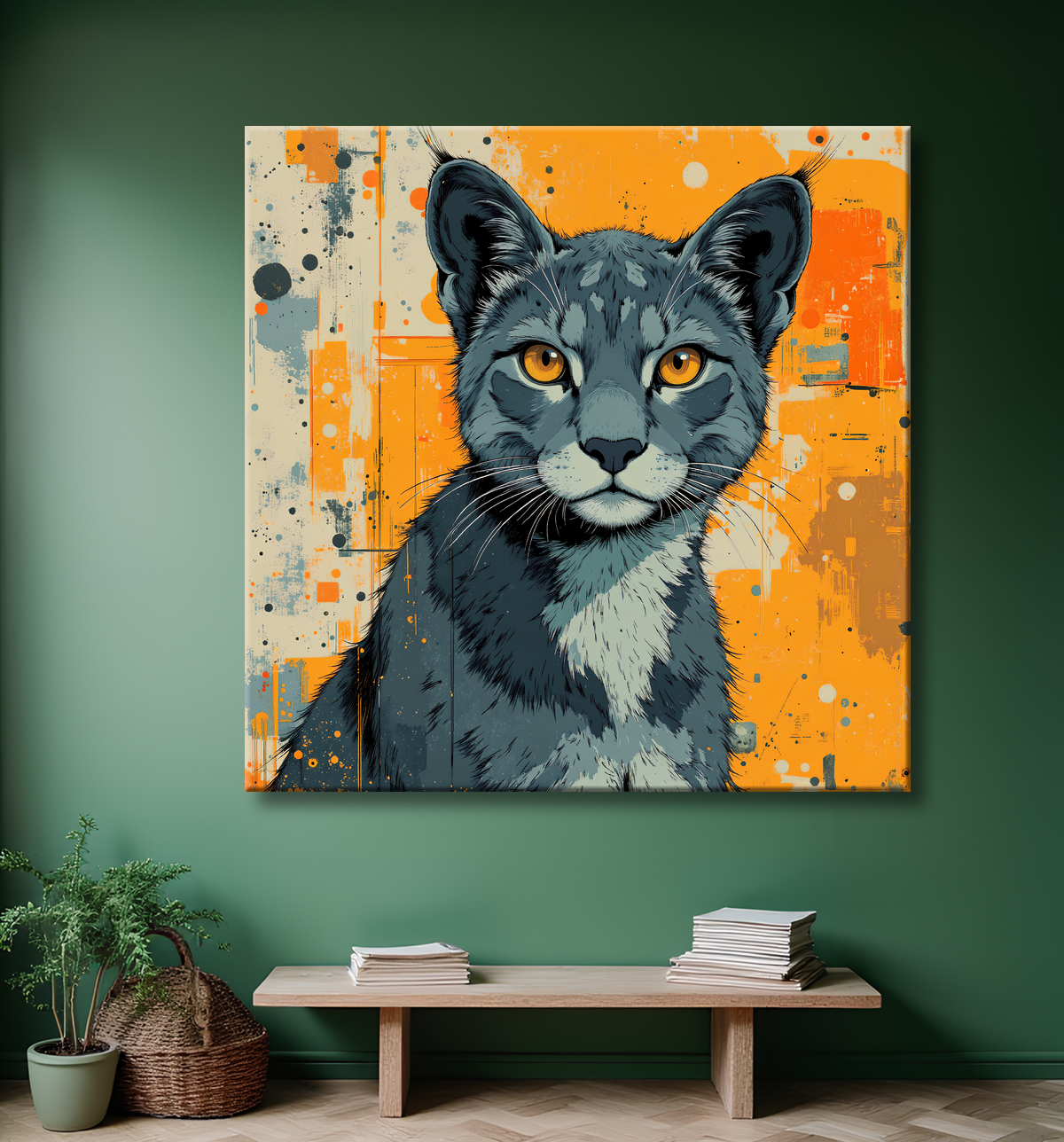 Tableau d'un Lynx style peinture moderne avec decor