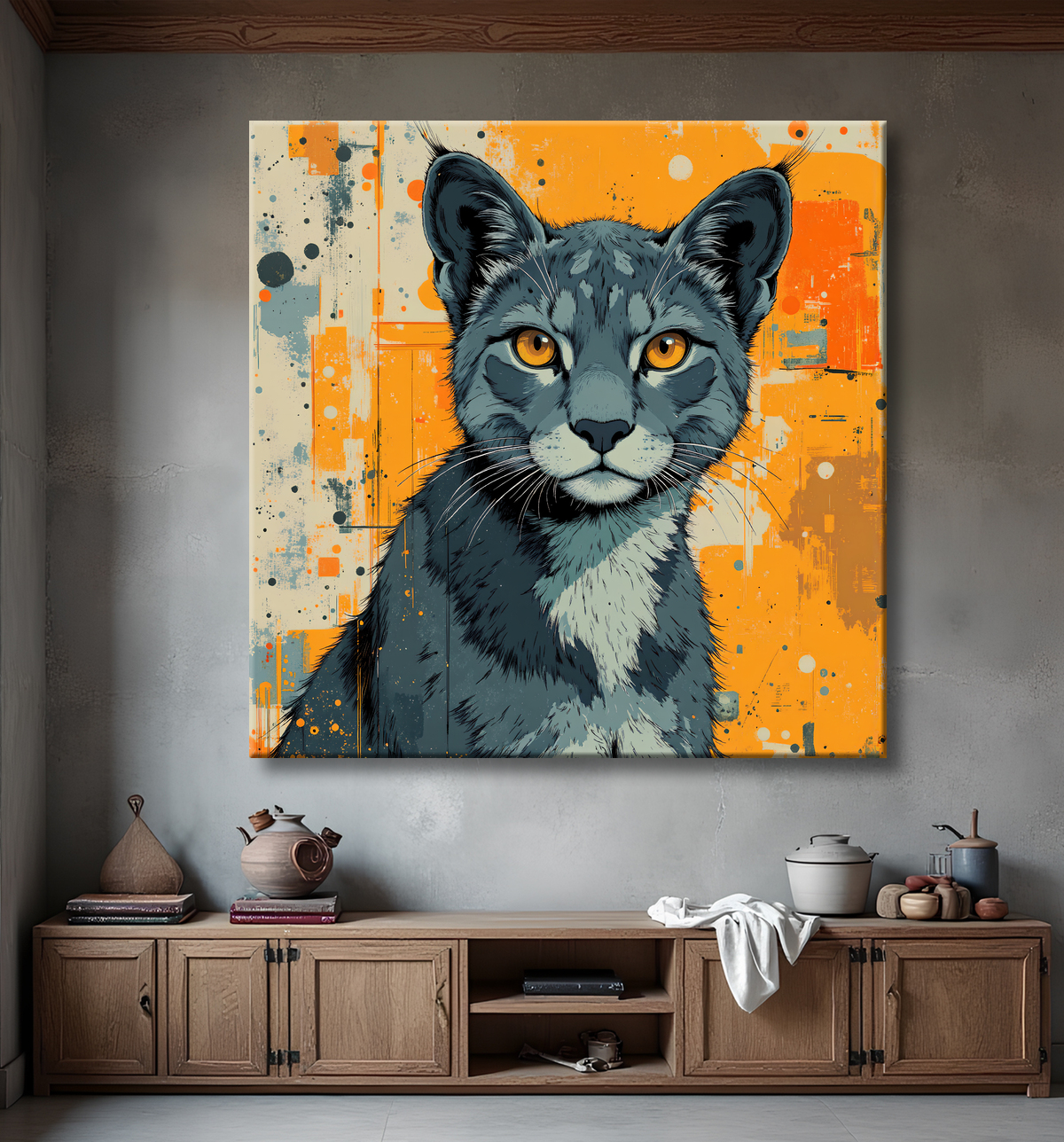 Tableau d'un Lynx style peinture moderne avec decor
