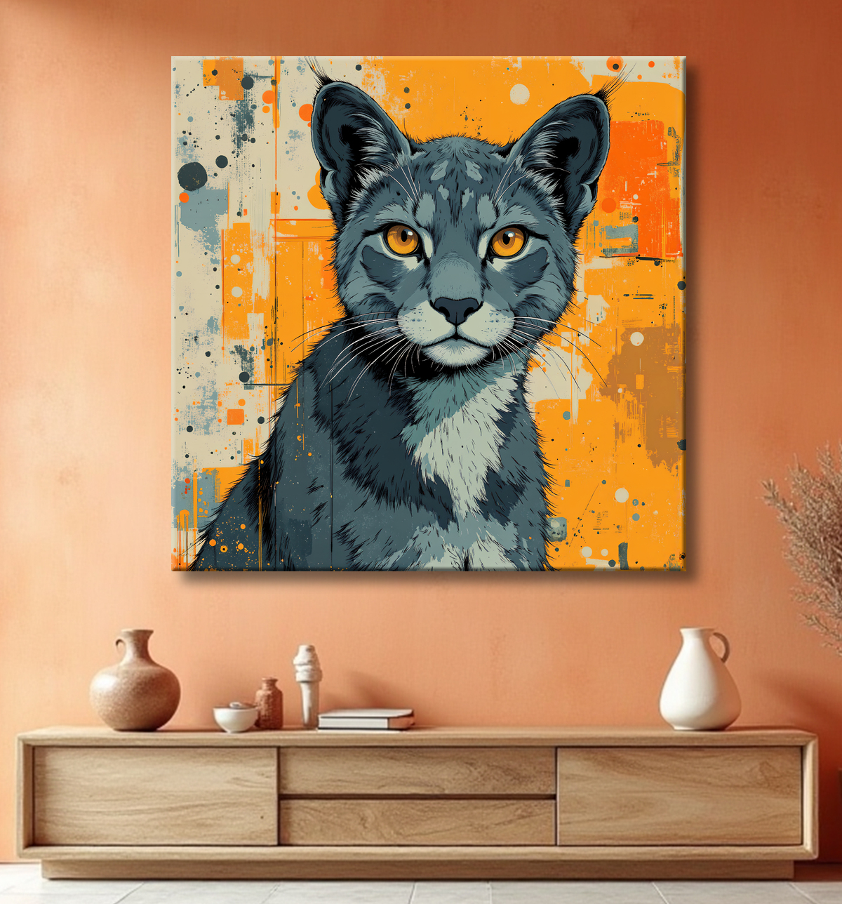 Tableau d'un Lynx style peinture moderne avec decor
