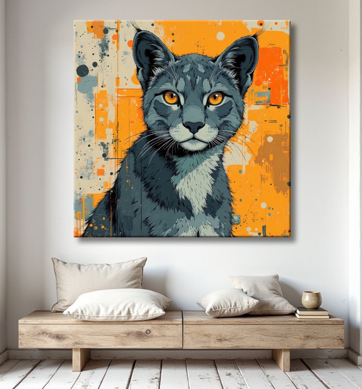 Tableau d'un Lynx style peinture moderne avec decor