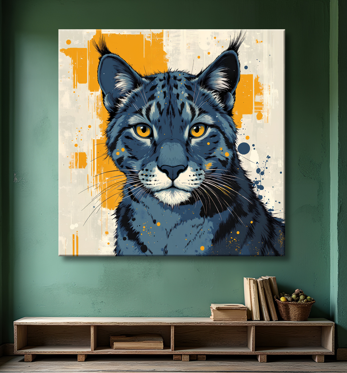 Tableau d'un Lynx style peinture moderne avec decor